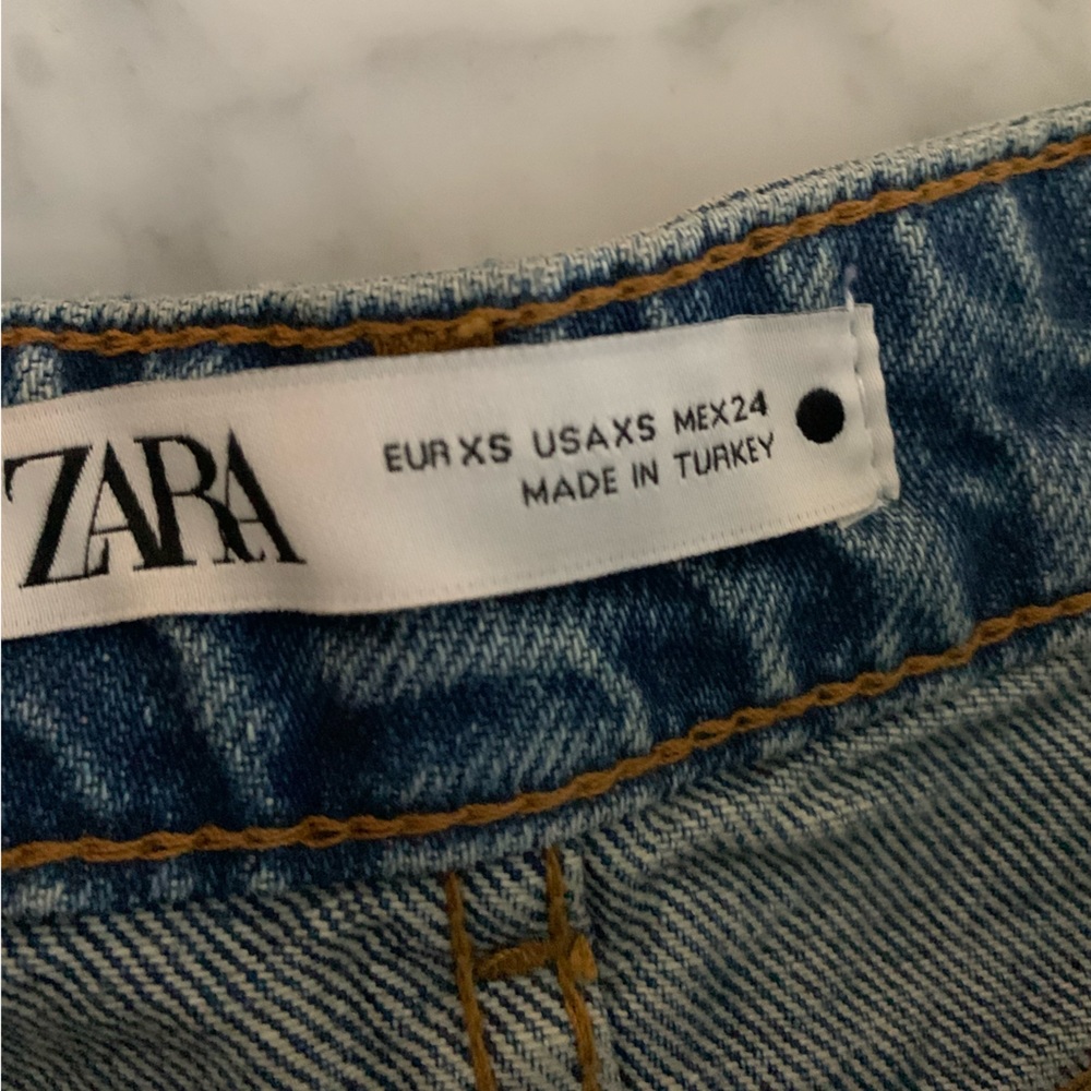 Zara denim skirt with drop waist and flared hem midi length size XS - Picture 4 of 10